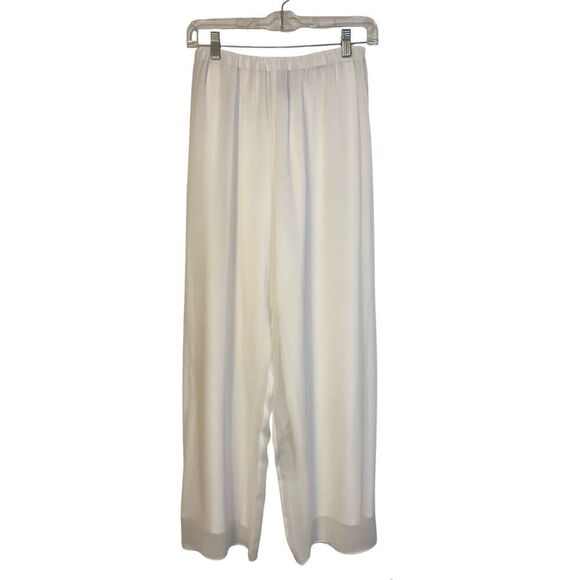 Alex Evenings Chiffon Pull On Cocktail/Formal Pants White Sz. S/P Flowy Sheer - Picture 1 of 11